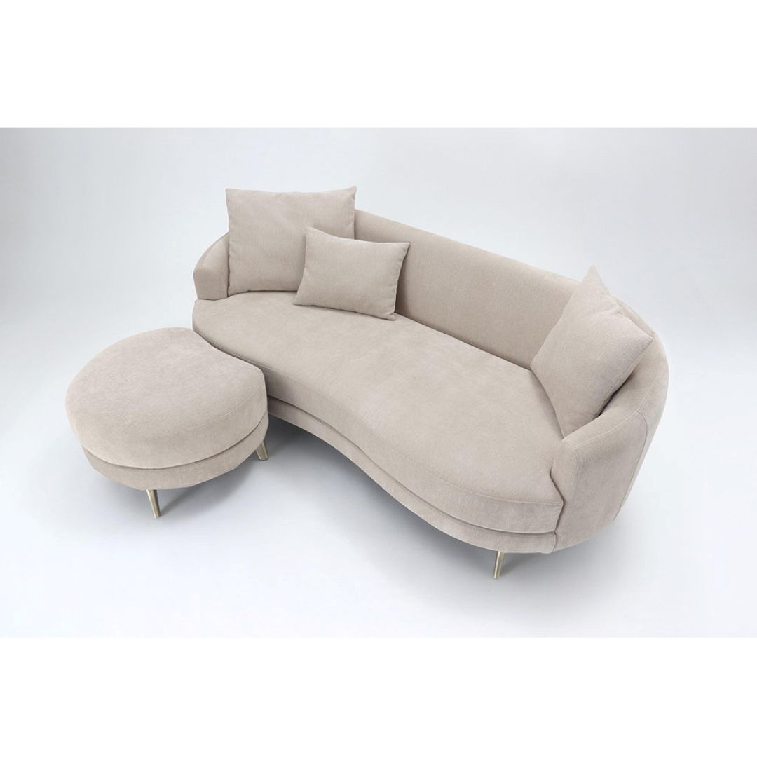 3Pソファ　LAR　撥水加工生地(テフロン加工)　ラウンドソファ　クッション3個付属