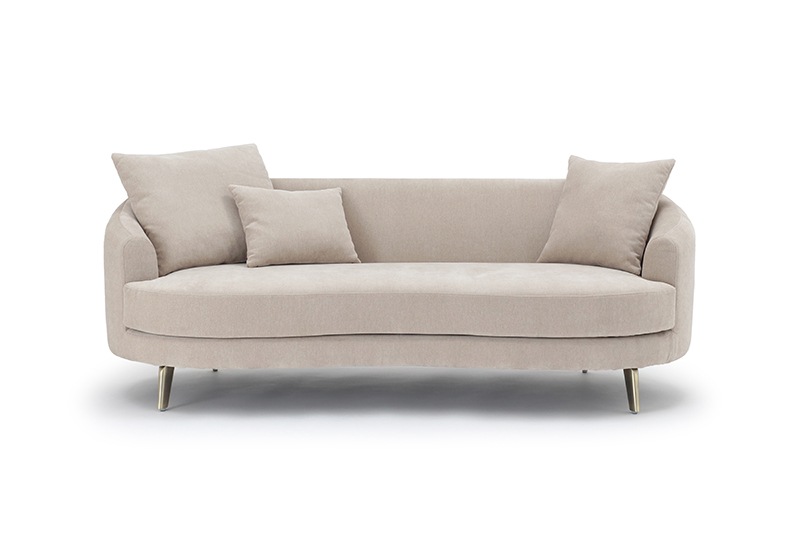 3Pソファ　LAR　撥水加工生地(テフロン加工)　ラウンドソファ　クッション3個付属