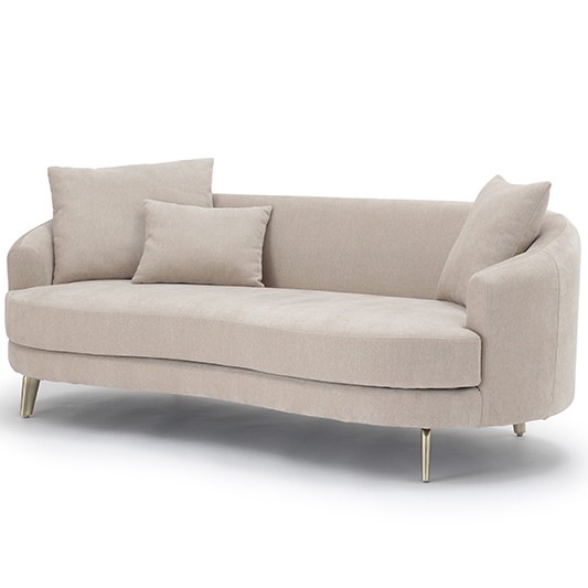 3Pソファ　LAR　撥水加工生地(テフロン加工)　ラウンドソファ　クッション3個付属