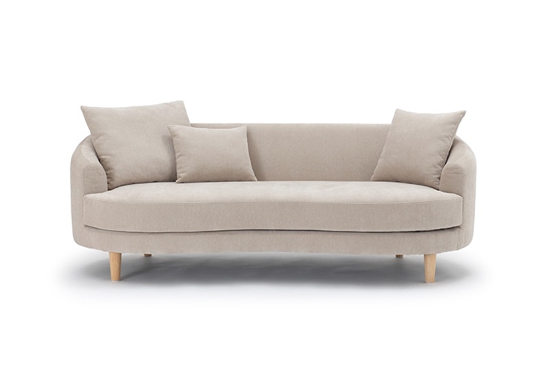 3Pソファ　LAR　撥水加工生地(テフロン加工)　ラウンドソファ　クッション3個付属