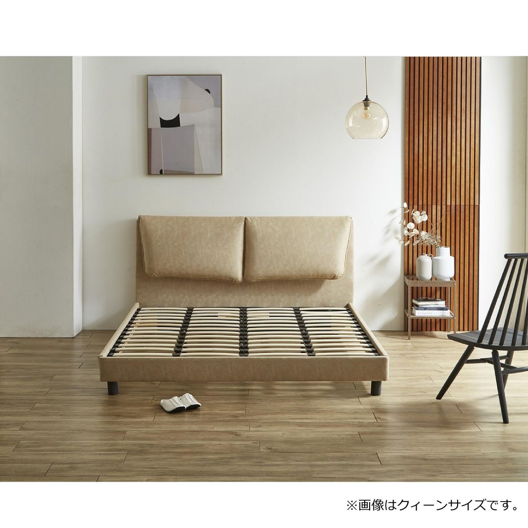 [在庫限り廃番]ベッドフレーム　リマ　ダブルサイズ　レザー調ファブリック　BE/BR色