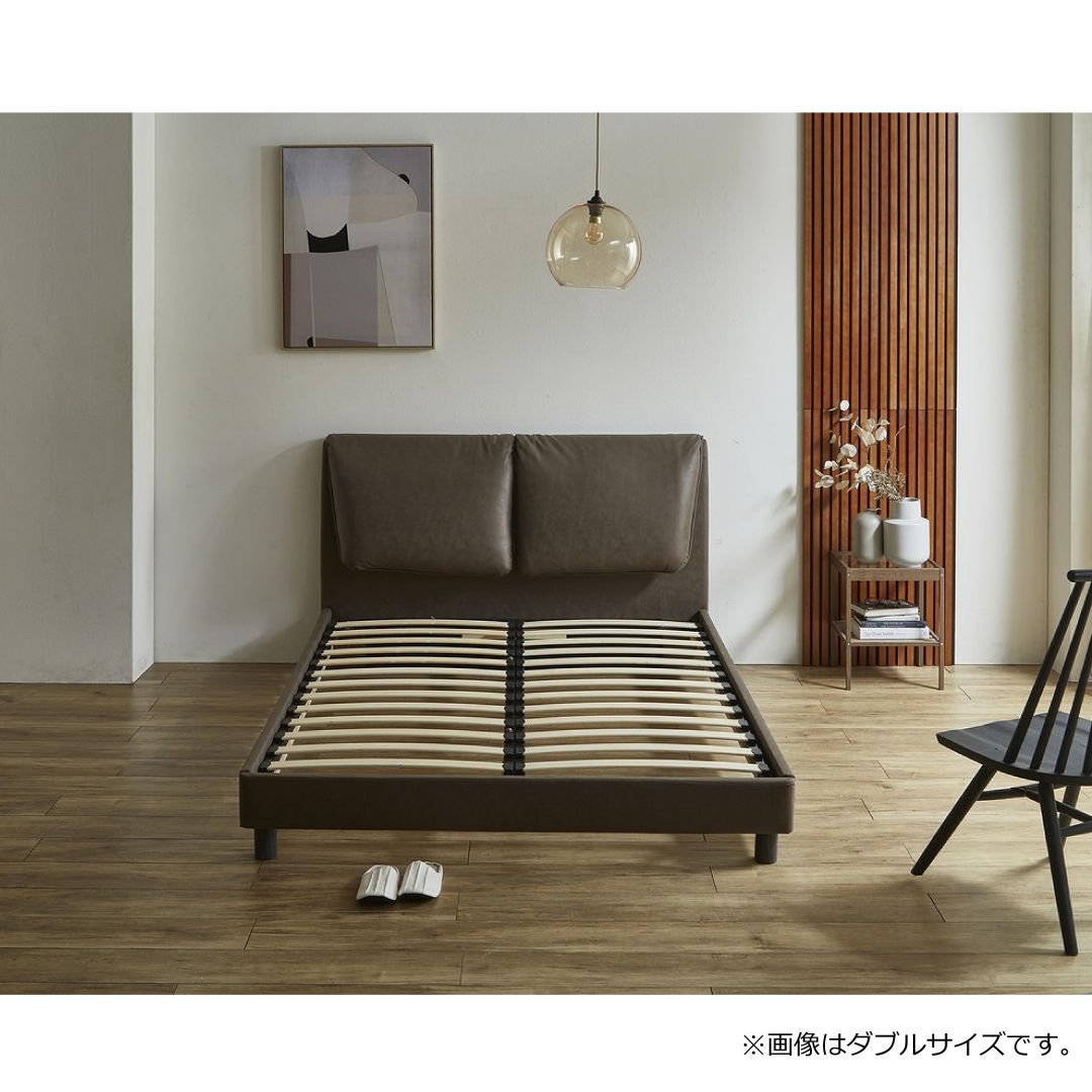 [在庫限り廃番]ベッドフレーム　リマ　キングサイズ　レザー調ファブリック　BE/BR色