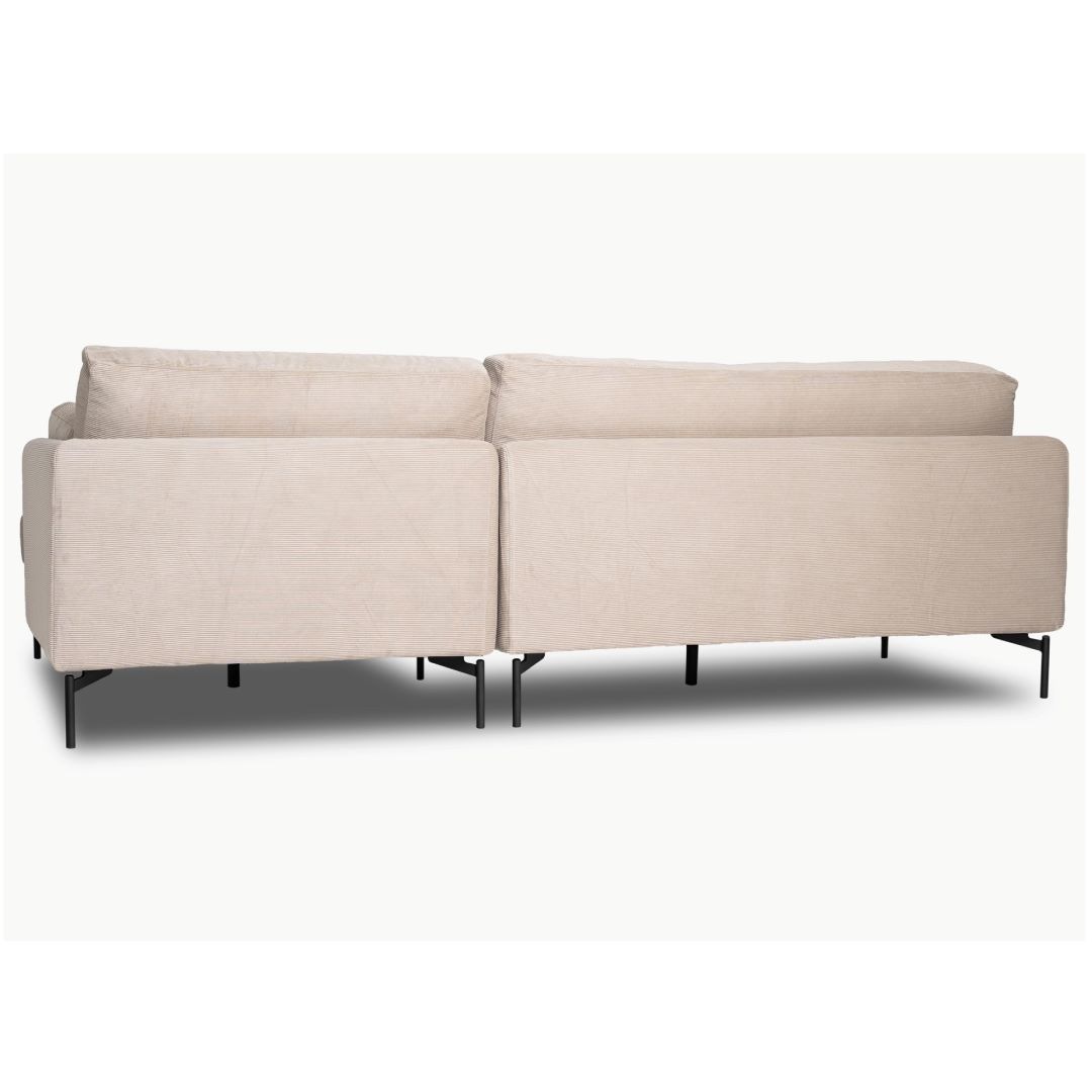 シェーズロングソファ サンドラ ファブリック ベージュ・グリーン