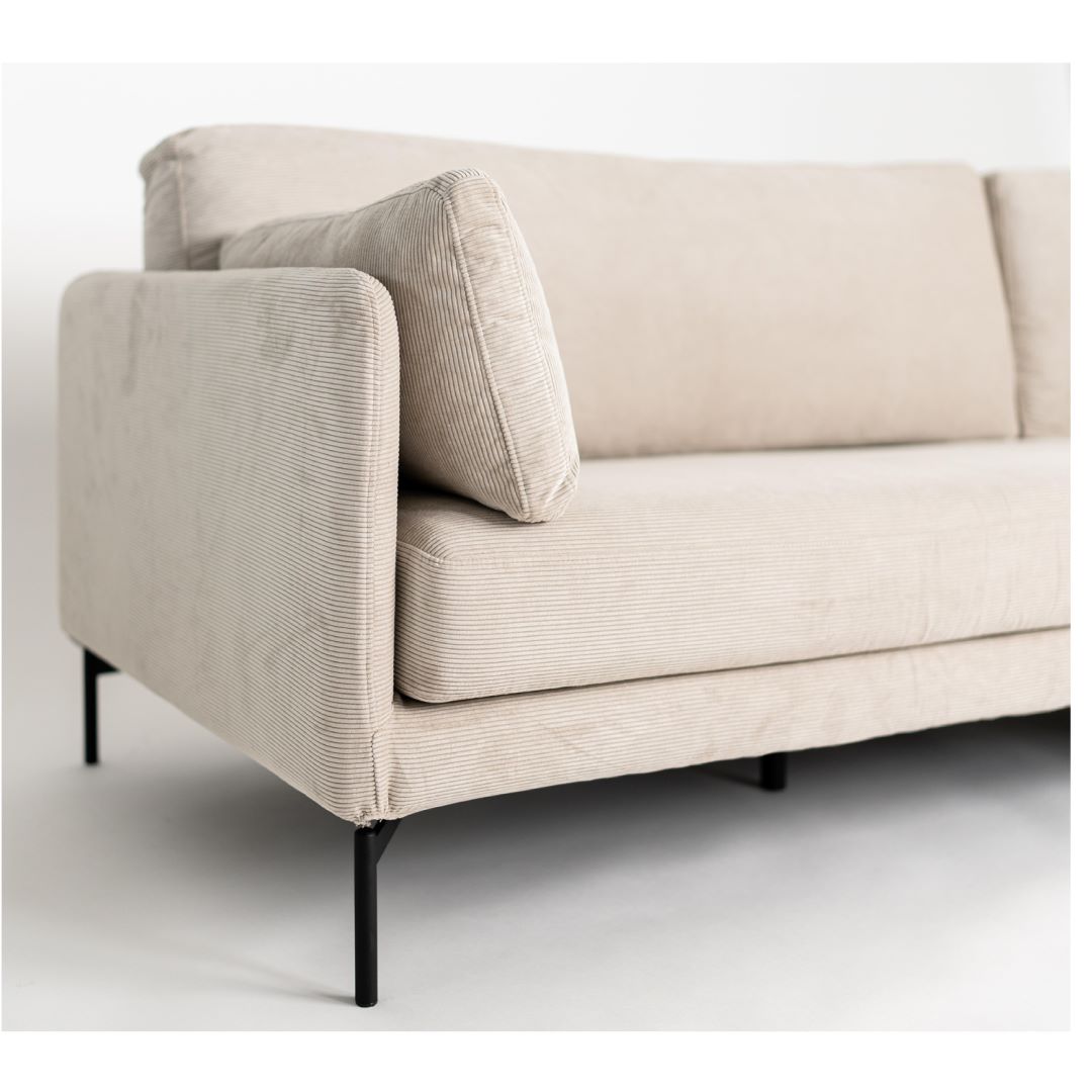 シェーズロングソファ サンドラ ファブリック ベージュ・グリーン