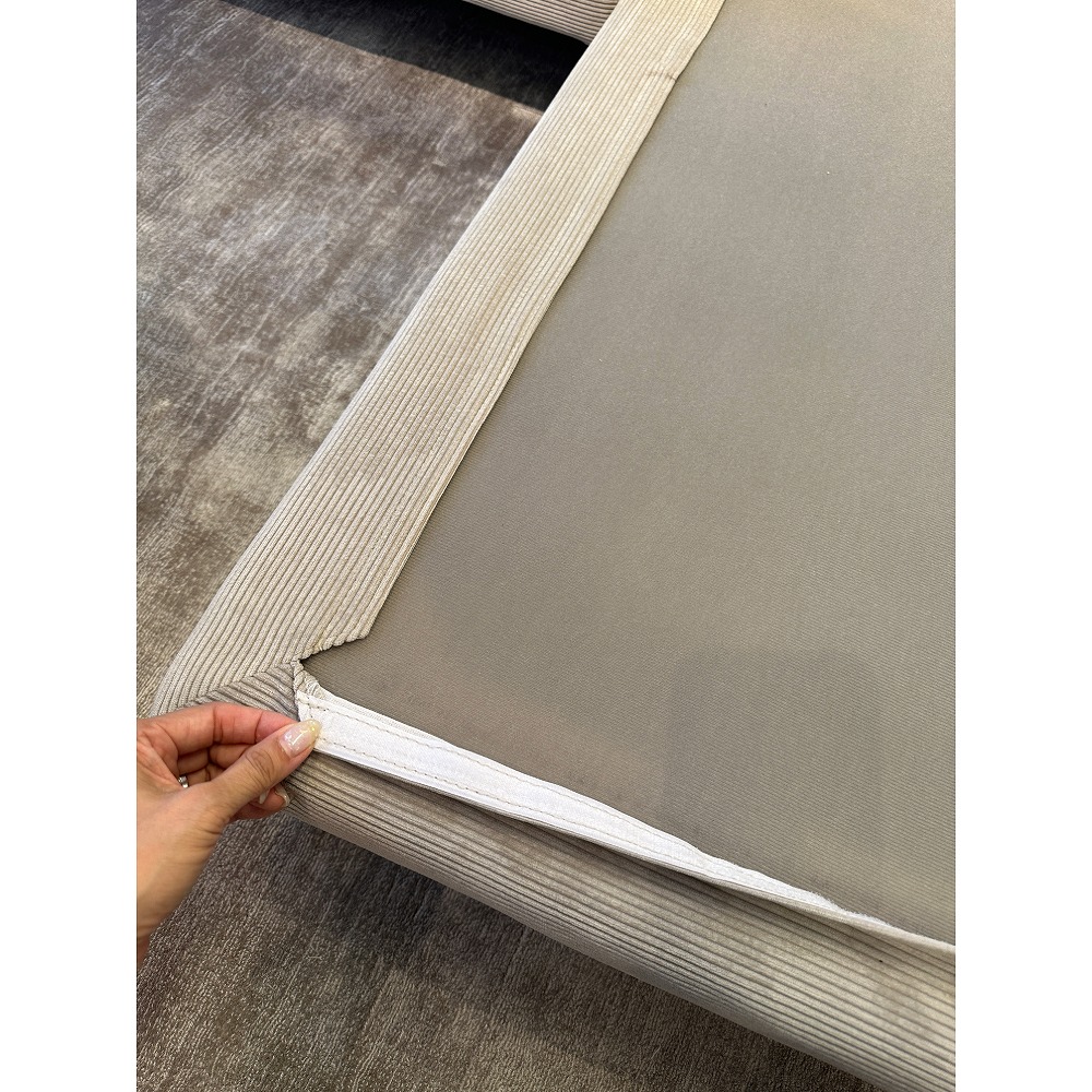 シェーズロングソファ サンドラ ファブリック ベージュ・グリーン