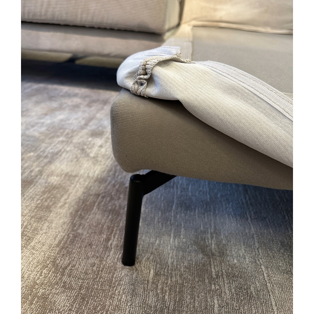 シェーズロングソファ サンドラ ファブリック ベージュ・グリーン