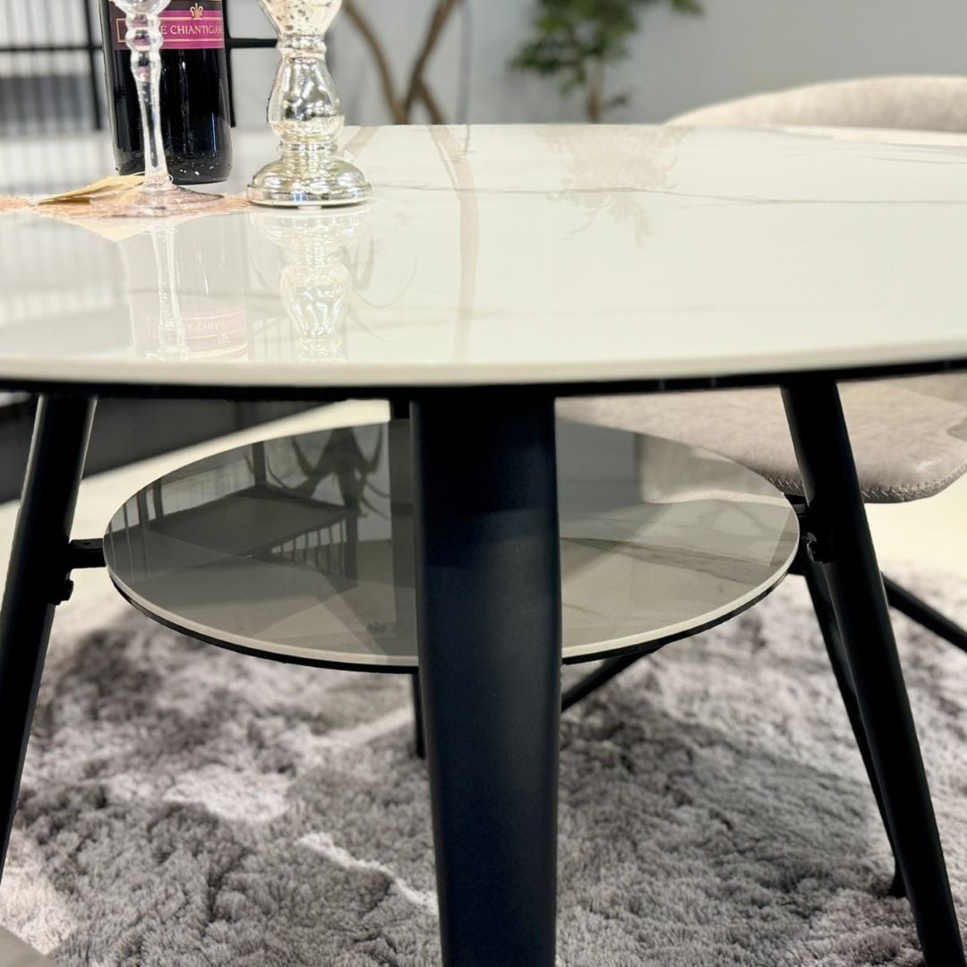 円形ダイニングテーブル オルビア 直径100cm/110cm/120cm 2人掛け 4人掛け セラミック  おしゃれ 耐熱 モダン 食卓テーブル グレー ホワイト