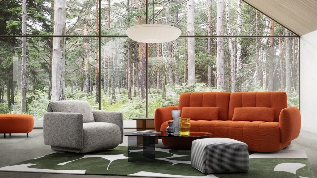 布張り3人掛けソファ HANNA(ハンナ) ソファー カウチソファ オットマン