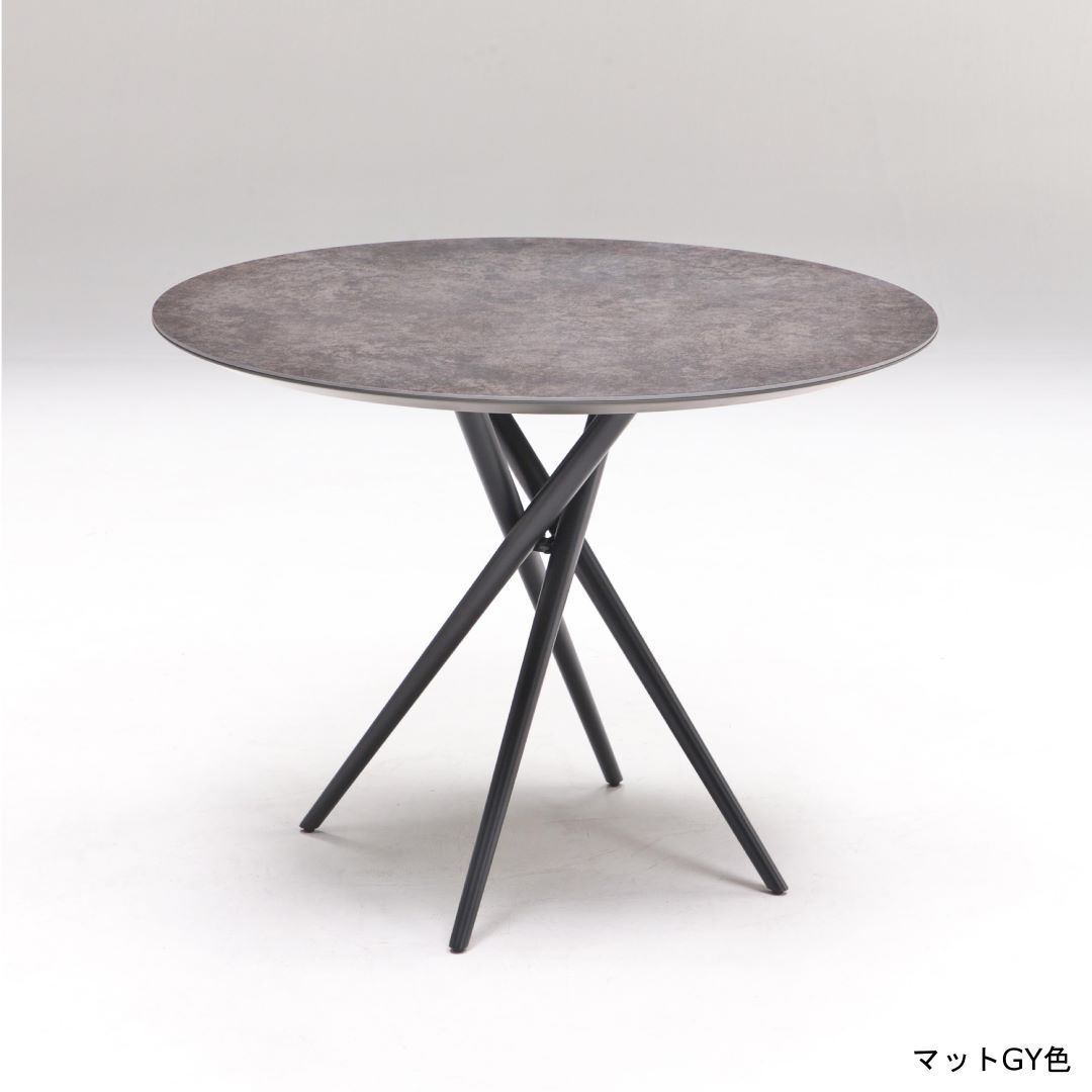 100円形ダイニングテーブル DT1908 直径100cm 2人掛け 4人掛け セラミック  おしゃれ 耐熱 モダン 食卓テーブル グレー ホワイト