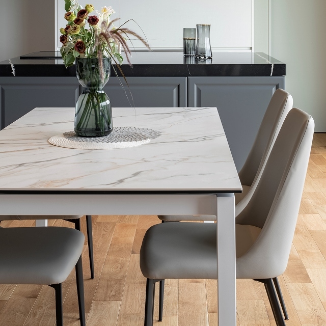 【songdream】【ホワイトセラミック天板】GENOVA(ジェノバ）エクステンションダイニングテーブル　