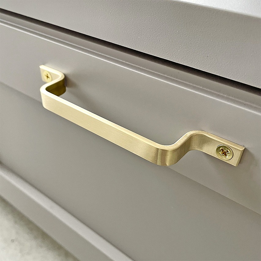 TVボード　【204-BE】　グレー色/真鍮ヘアライン取手