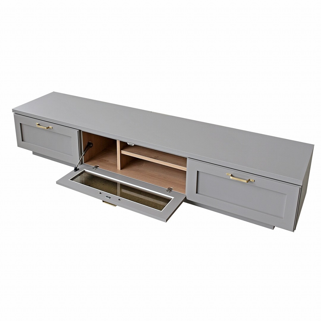 TVボード　【204-BE】　グレー色/真鍮ヘアライン取手