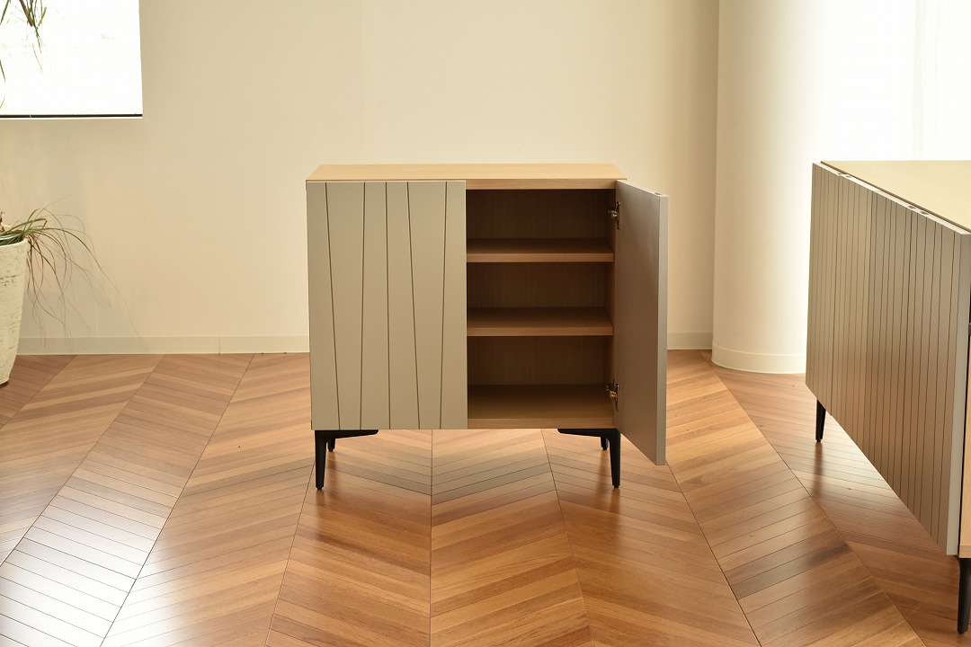 75サイドボード　【204-HO】　観音開き/スチール脚