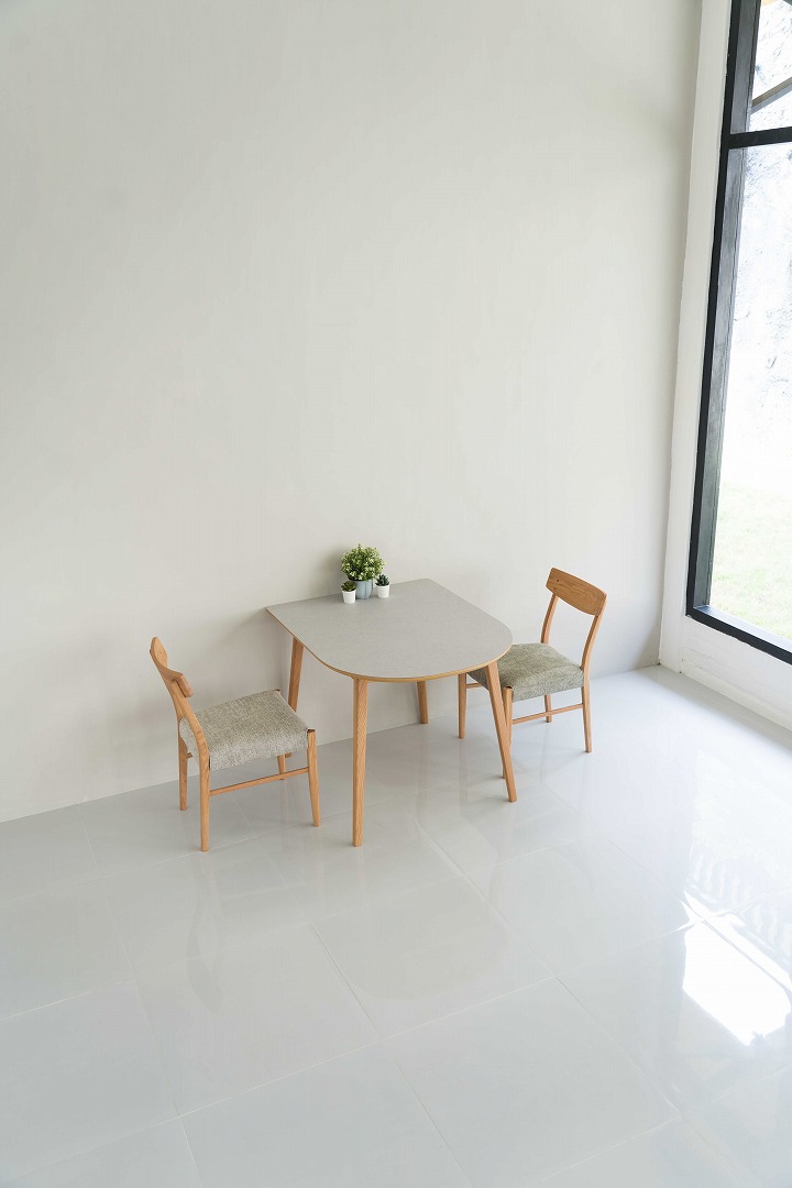 ロケット型ダイニングテーブル FIKA 800Half RT 幅80cm モルタル調