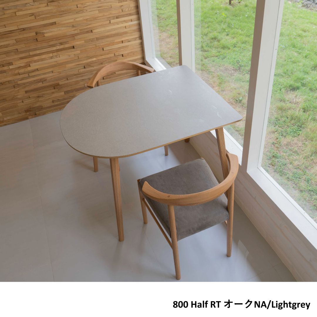 ロケット型ダイニングテーブル FIKA 800Half RT 幅80cm モルタル調