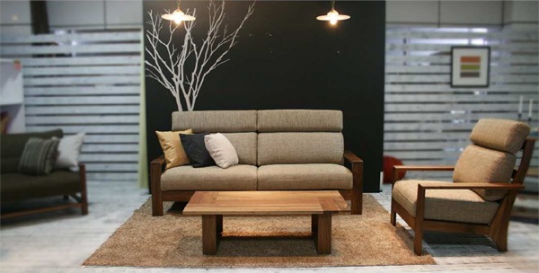 2人掛けソファ ウッドハウスⅡ ウォールナット材 オイル塗装/ウレタン塗装　ファブリック 本革