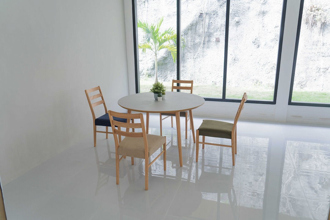 円形ダイニングテーブル FIKA 1140RT 直径114cm モルタル調 グレー