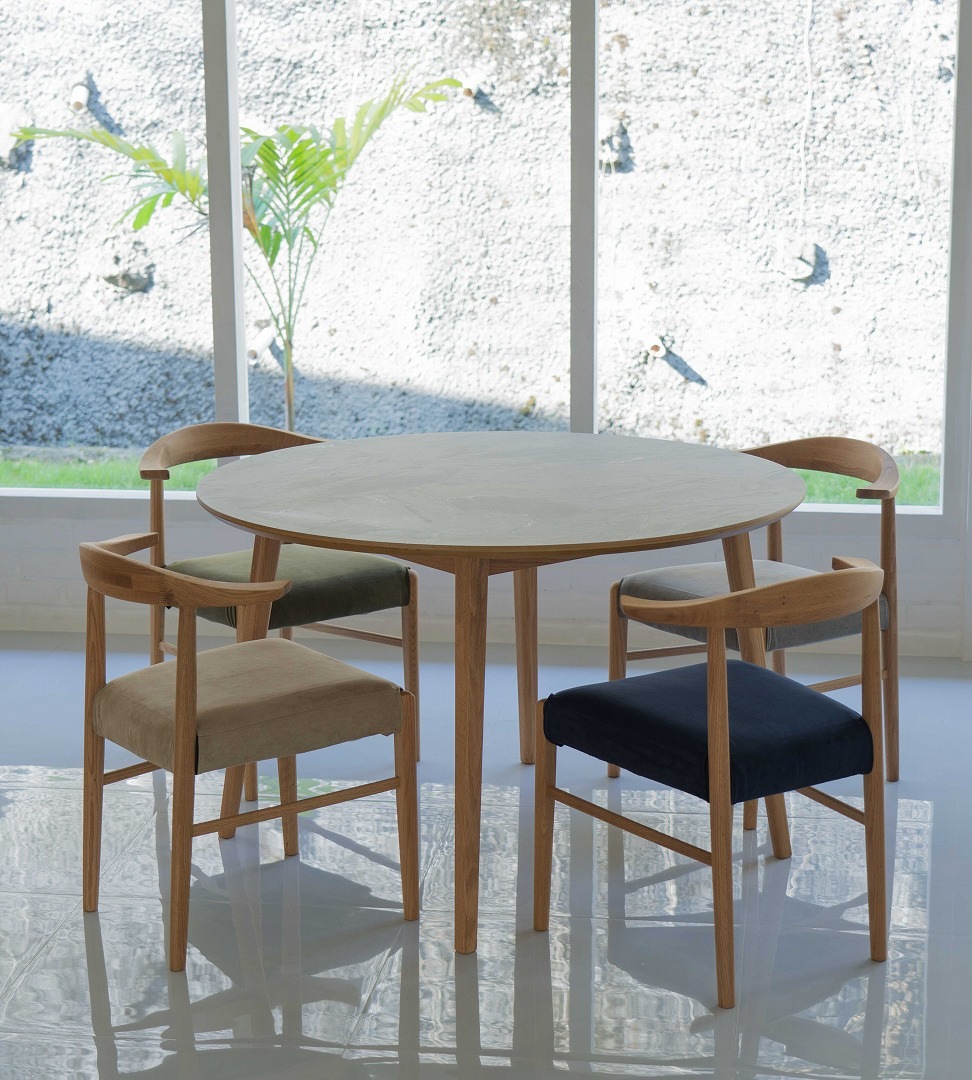 円形ダイニングテーブル FIKA 1140RT 直径114cm モルタル調 グレー