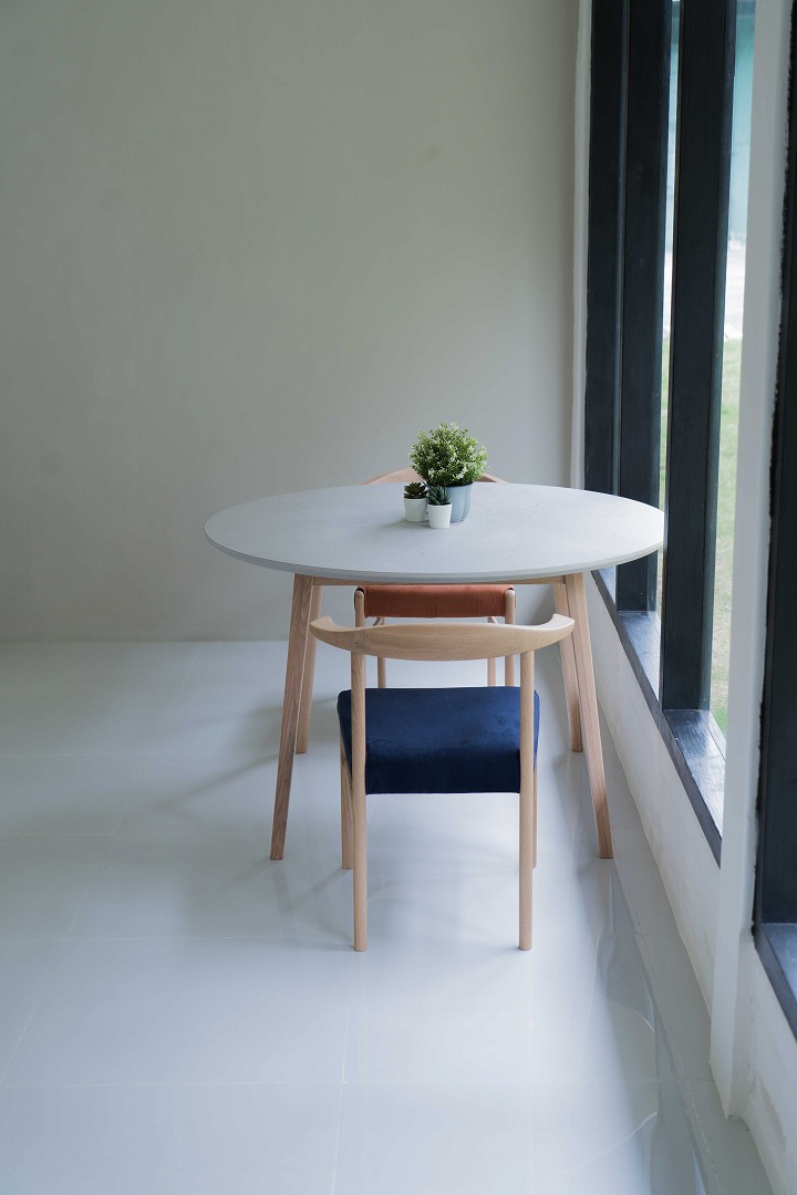 円形ダイニングテーブル FIKA 1140RT 直径114cm モルタル調 グレー