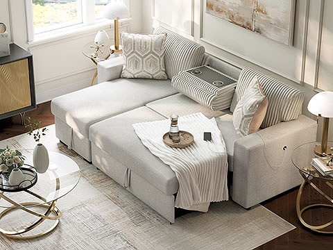 ASHLEYオフィシャルショップ】収納付き多機能カウチソファベッド