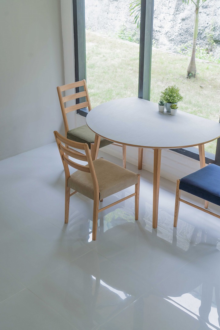 半円形ダイニングテーブル FIKA 1200RT 直径120cm モルタル調 グレー