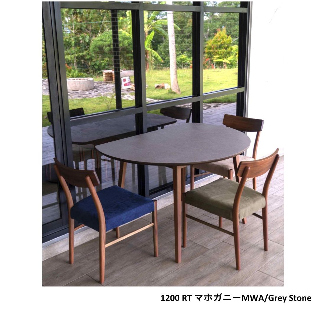 半円形ダイニングテーブル FIKA 1200RT 直径120cm モルタル調 グレー