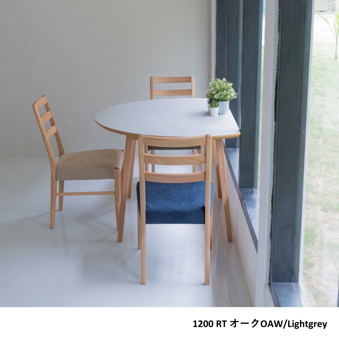 半円形ダイニングテーブル FIKA 1200RT 直径120cm モルタル調 グレー