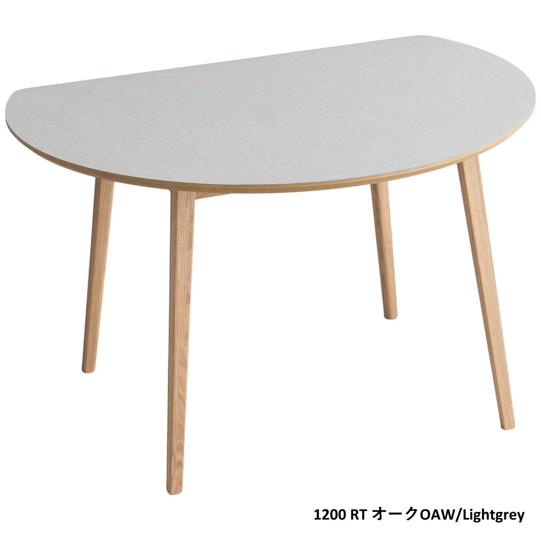 半円形ダイニングテーブル FIKA 1200RT 直径120cm モルタル調 グレー