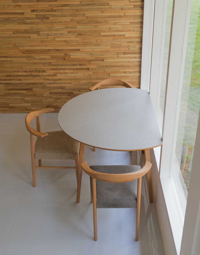半円形ダイニングテーブル FIKA 1200RT 直径120cm モルタル調 グレー