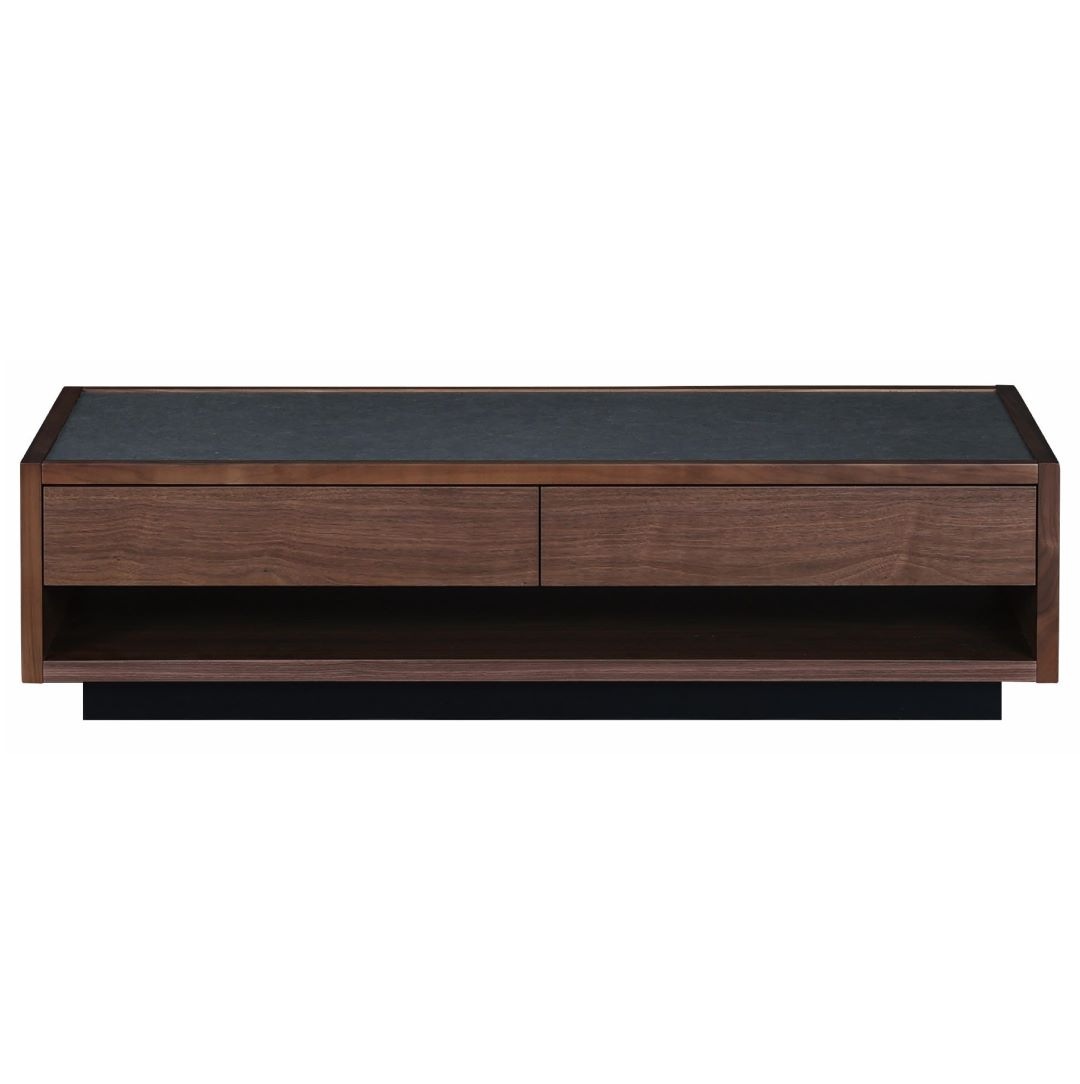 センターテーブル ティカ　ウォールナット・メラミン化粧板天板　引出付き