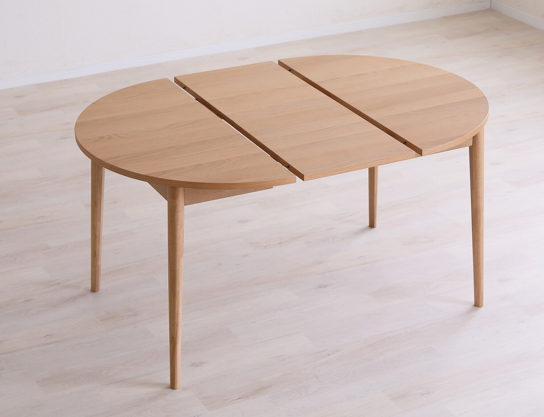 伸長ラウンドテーブル ロブロ ホワイトオーク/ウォールナット 直径