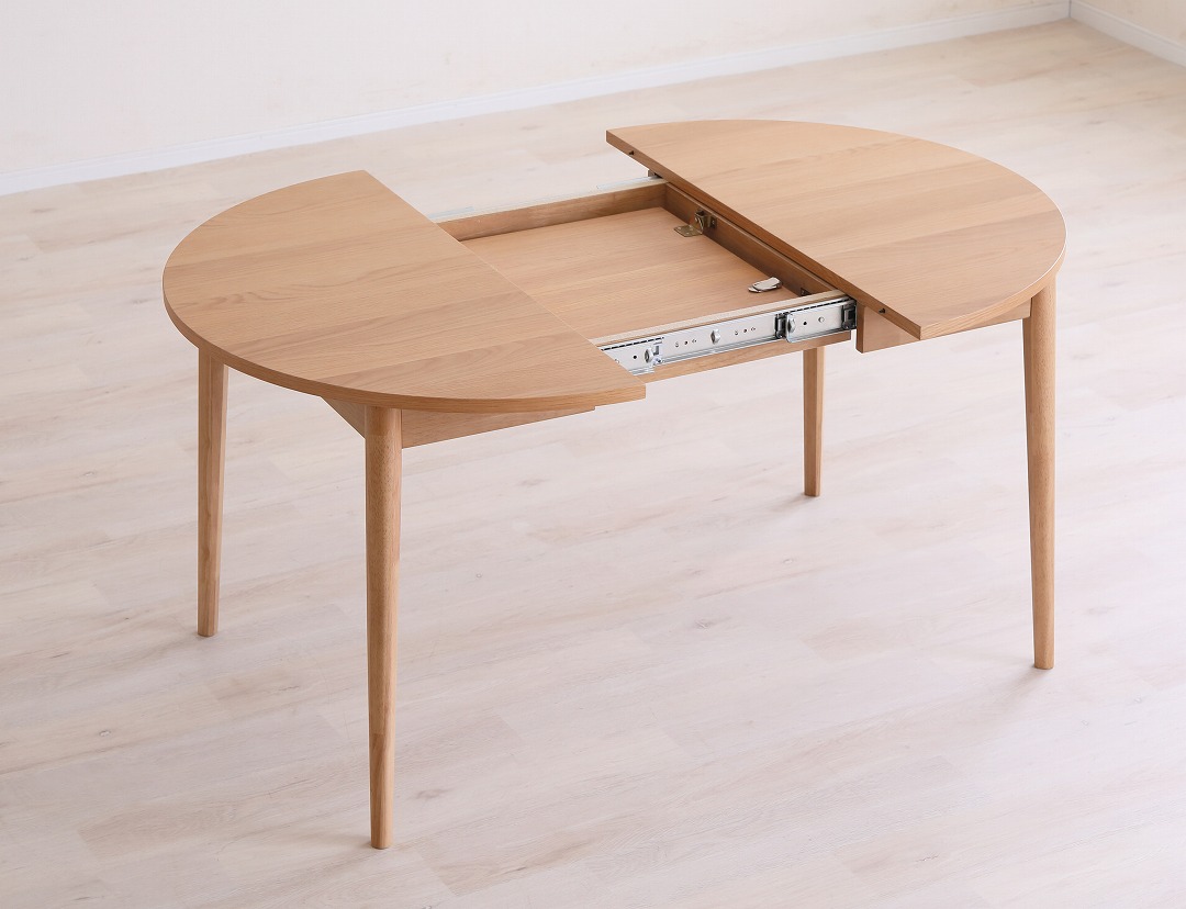 伸長ラウンドテーブル ロブロ ホワイトオーク/ウォールナット 直径