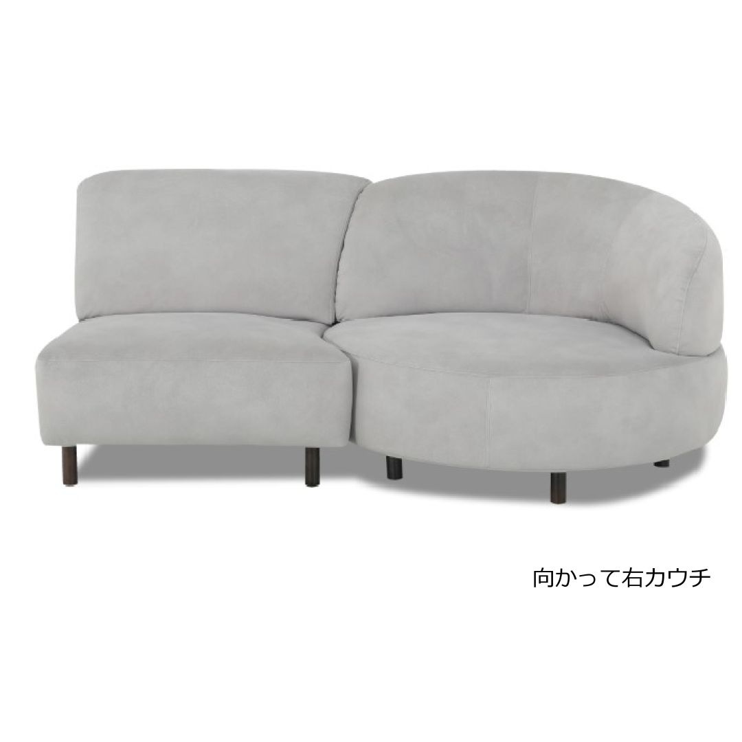 スイベル(回転)ソファ　ルナ(Luna)　グレーファブリック　アクセントクッション3個付き　