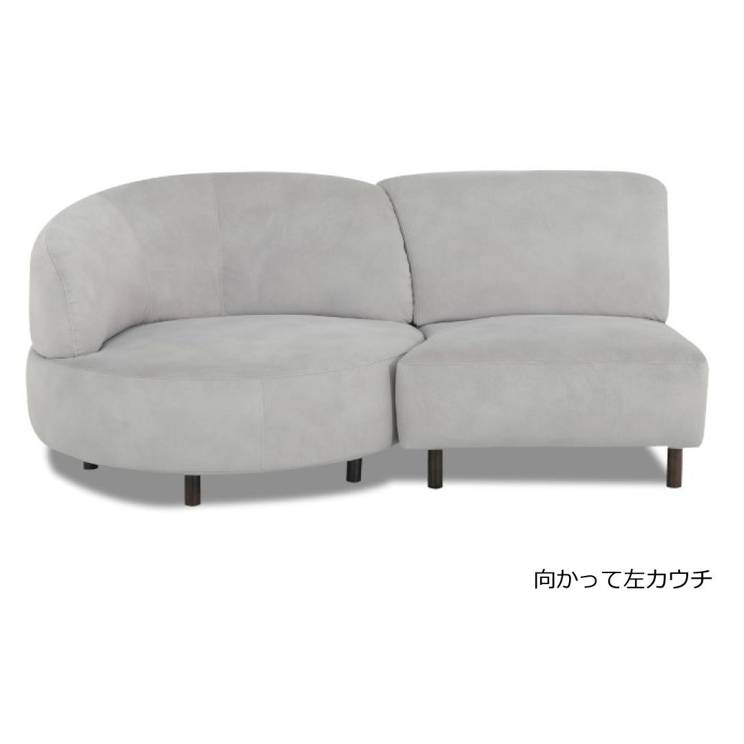 スイベル(回転)ソファ　ルナ(Luna)　グレーファブリック　アクセントクッション3個付き　
