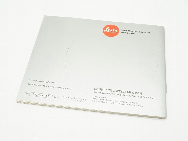 LEICA(�饤��)�� R4���谷������(�Ѹ�)��(TO-0757)�ڥ쥿���ѥå��饤��ȯ������/����������ô��