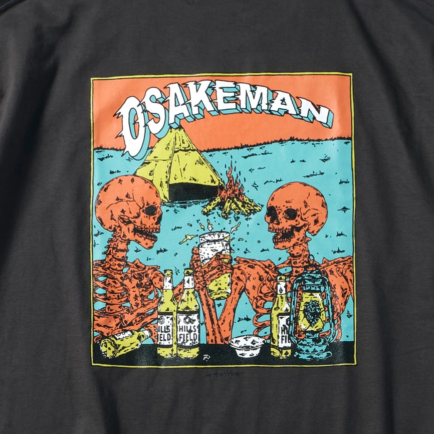 OSAKEMAN T-Shirt お酒マン Tシャツ チャコール