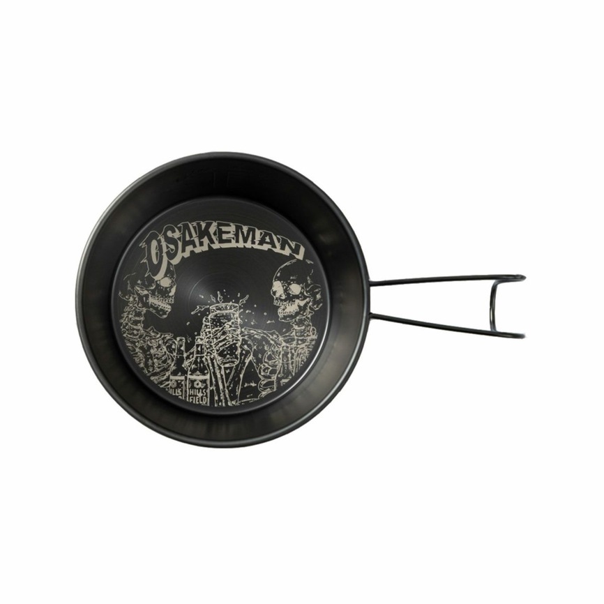 黒酸化深型シェラカップ -OSAKEMAN柄- 480ml ステンレス 目盛り