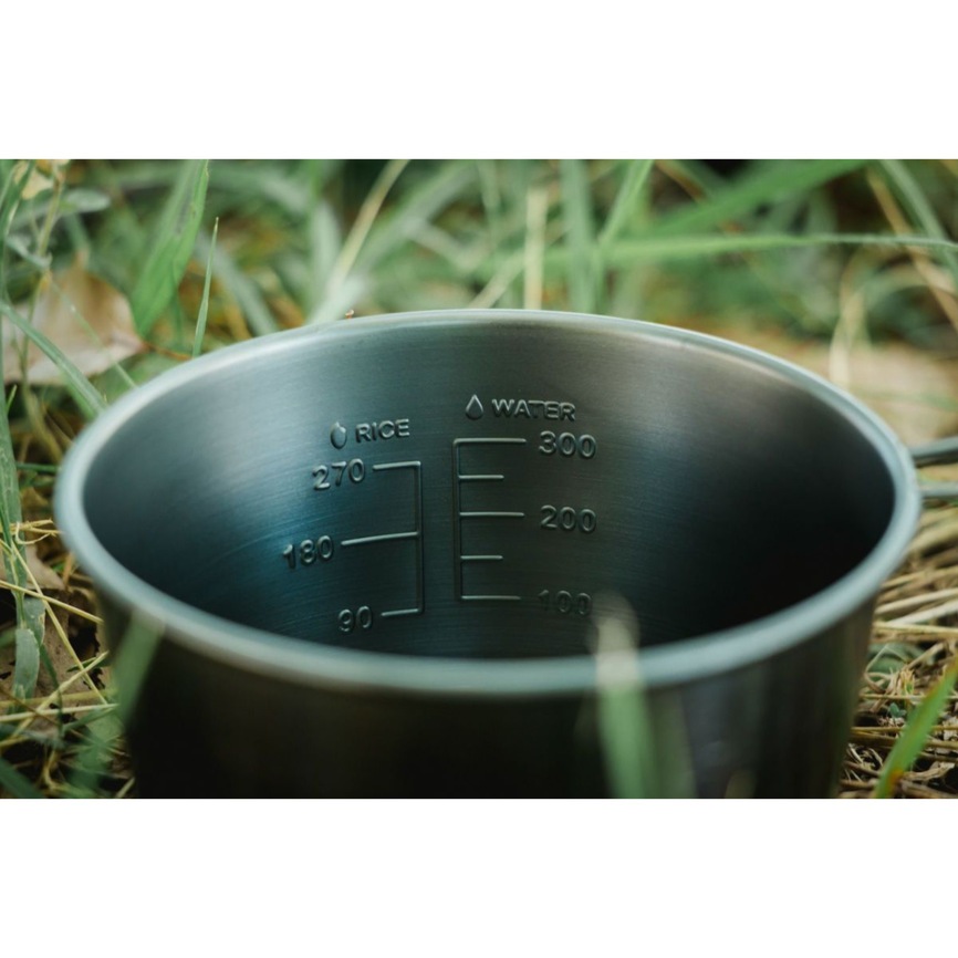 黒酸化深型シェラカップ -OSAKEMAN柄- 480ml ステンレス 目盛り