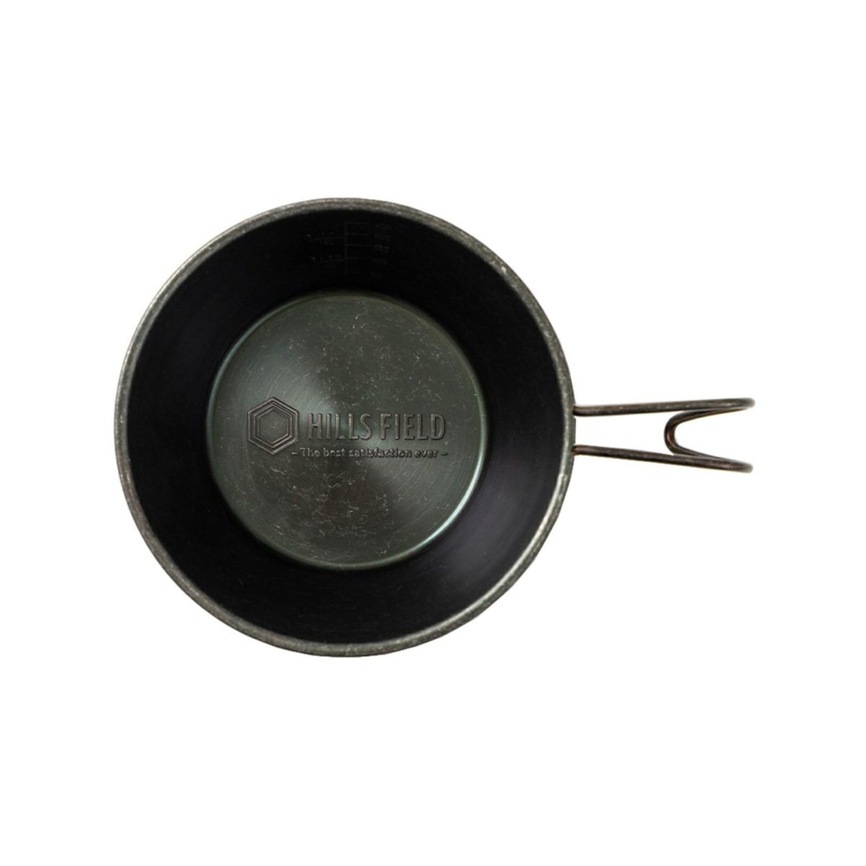 黒酸化ビンテージ加工シェラカップ -HILLSFIELD-　エンボス 330ml ステンレス 目盛り付