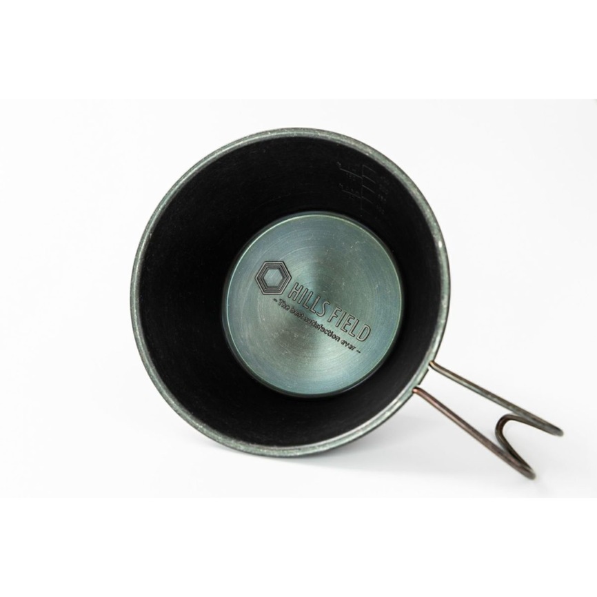 黒酸化ビンテージ加工シェラカップ -HILLSFIELD-　エンボス 330ml ステンレス 目盛り付