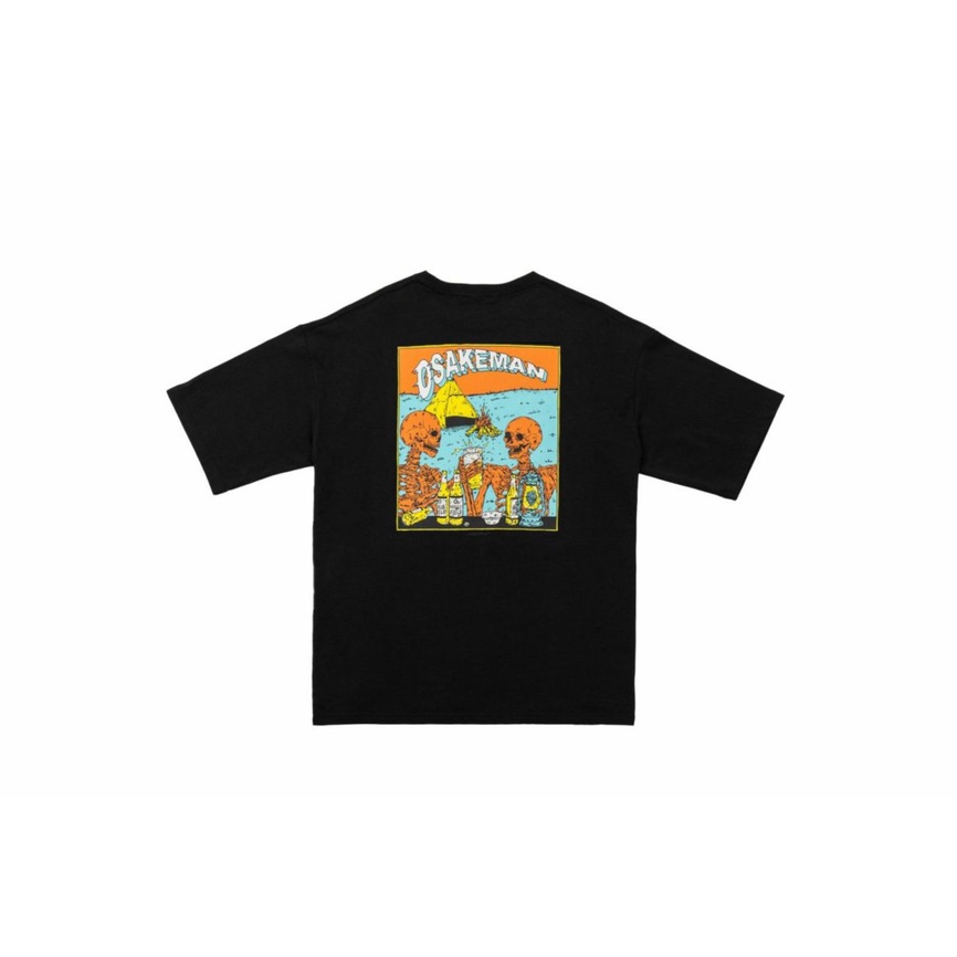 お酒マンTシャツ　ビッグアウトドアTシャツ ブラック