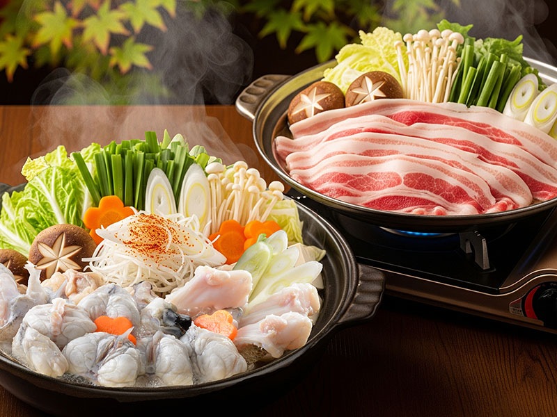 国産ふぐちり＆鹿児島黒豚しゃぶしゃぶセット (2〜4人前) ｜ふぐ