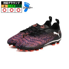 プーマ フューチャー 8 プレイ HG/AG+MID JR PUMA ジュニア サッカー シューズ スパイク 天然芝 人工芝 土 Black-White-Glowing Red (108394-01)