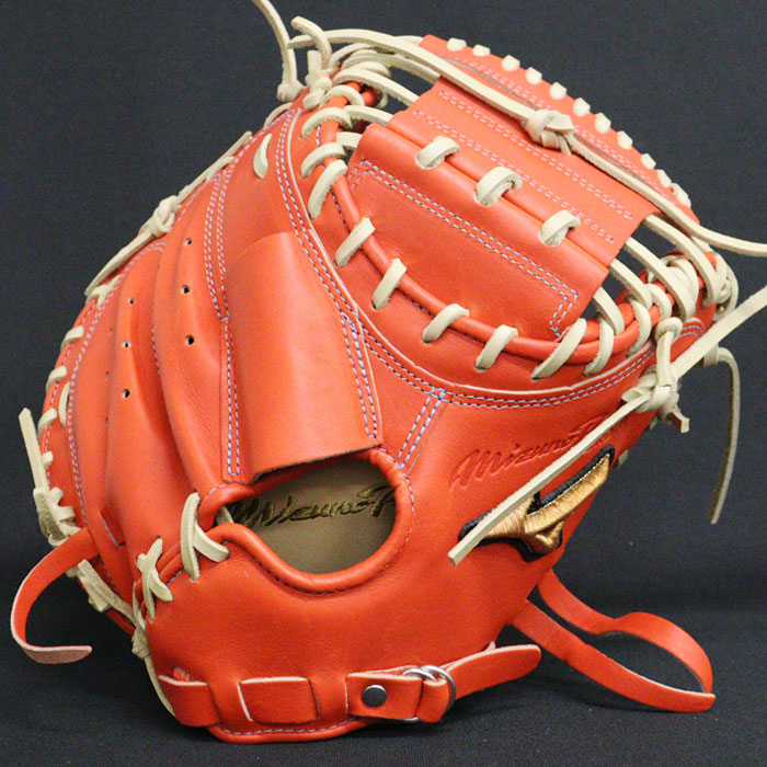 野球　ミズプロ　キャッチャーミット　オレンジ　グローブ ミズノプロ 硬式用キャッチャーミット （捕手用）號SAKEBI M-R型
