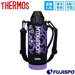 サーモス 真空断熱スポーツボトル 1.0L THERMOS 水筒 ボトル 保冷専用 ワンタッチオープン 大容量 ポーチ付き ストラップ付き 水分補給 熱中症対策 スポーツ アウトドア レジャー (FJS1000F-BKPL)