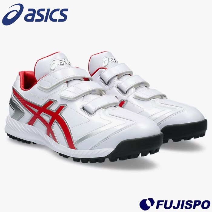 野球 アシックス トレーニングシューズ NEOREVIVE TR 3 asics 野球シューズ トレシュー 練習 部活 高校生 大人 ベルトタイプ WHITE/RED (1123A042-101)