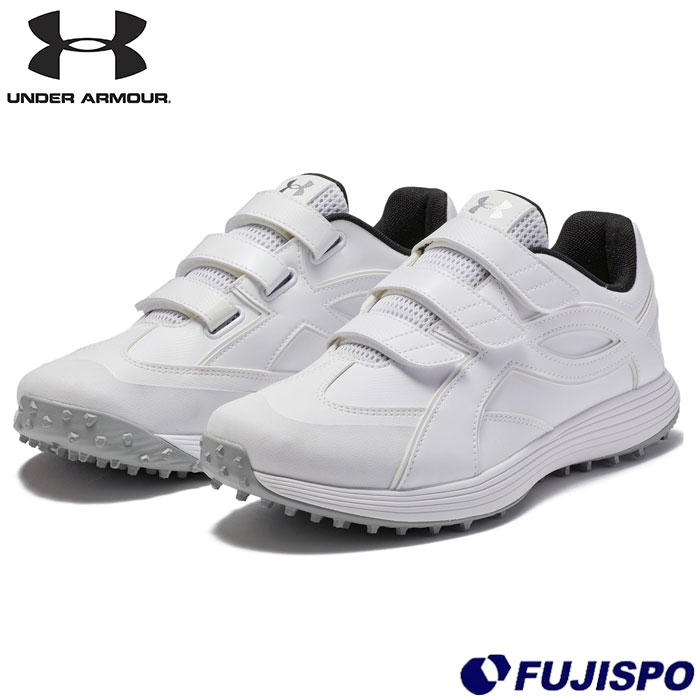 野球 アンダーアーマー トレーニングシューズ UAエクストリーム アイコン ターフV UNDERARMOUR 野球シューズ 野球スパイク トレシュー ターフ ベルトタイプ 高校生 中学生 高校野球対応 White/White/White (6010490-100)