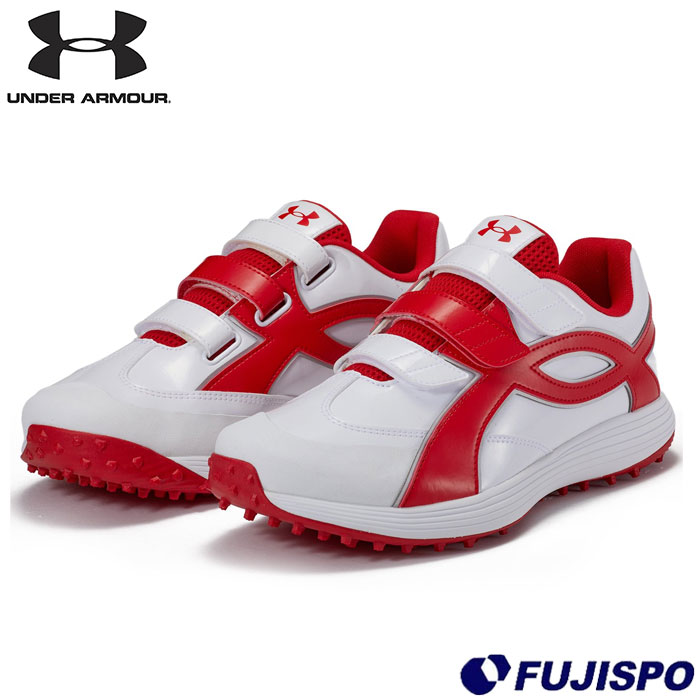野球 アンダーアーマー トレーニングシューズ UAエクストリーム アイコン ターフV UNDERARMOUR 野球シューズ 野球スパイク トレシュー ターフ ベルトタイプ 高校生 中学生 White/Red/Red (6010490-101)