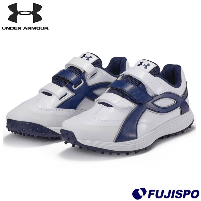 野球 アンダーアーマー トレーニングシューズ UAエクストリーム アイコン ターフV UNDERARMOUR 野球シューズ 野球スパイク トレシュー ターフ ベルトタイプ 高校生 中学生 White/Midnight Navy (6010490-102)