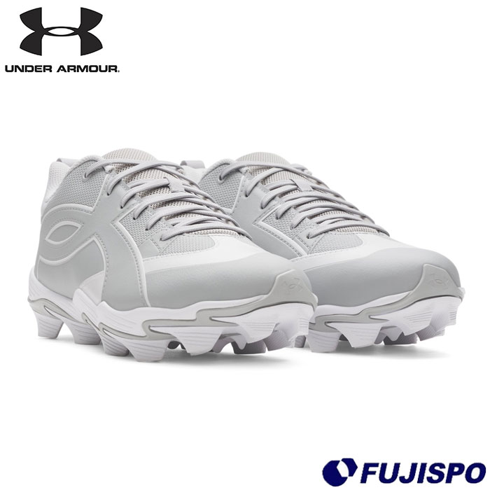 野球 アンダーアーマー ポイントスパイク UAリードオフ アイコン ロー RM UNDERARMOUR 野球シューズ 野球スパイク 部活 中学 高校 高校野球 紐タイプ Baseball Gray/White (6010138-075)